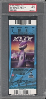 2015 Super Bowl XLIX Full Ticket, Blue Variation - PSA EX-MT 6